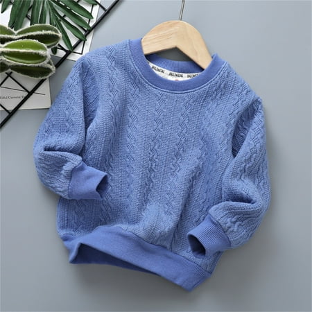 

ZMHEGW Toddler Jackets Children Baby Boys Girls Solid Round Collar Knitted Thick Sweater Pullover Blouse Tops Outfits Clothes Kids Coats Girls