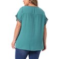 thumbnail image 4 of DARING DIVA Women's Plus Tops with Swiss Dots Crew Neck  Casual Blouses 3X Lake Blue, 4 of 6