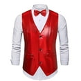 thumbnail image 1 of pstuiky Hombres Tanque, Blusa sin mangas con cuello en V, botones y pajarita con bolsillos estampados a la moda para hombre Chaleco para hombre xl, 1 of 3