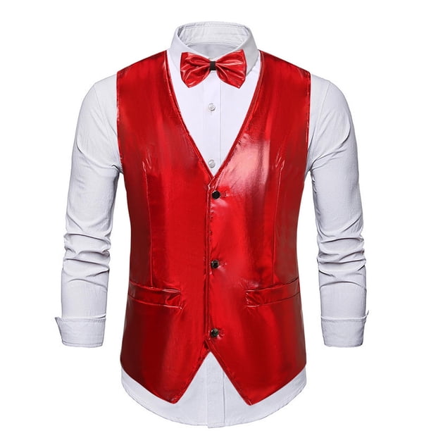 pstuiky Camisetas sin mangas para hombre, Blusa sin mangas con cuello en V, botones y pajarita con bolsillos estampados a la moda para hombre Tops elegantes para mujer m
