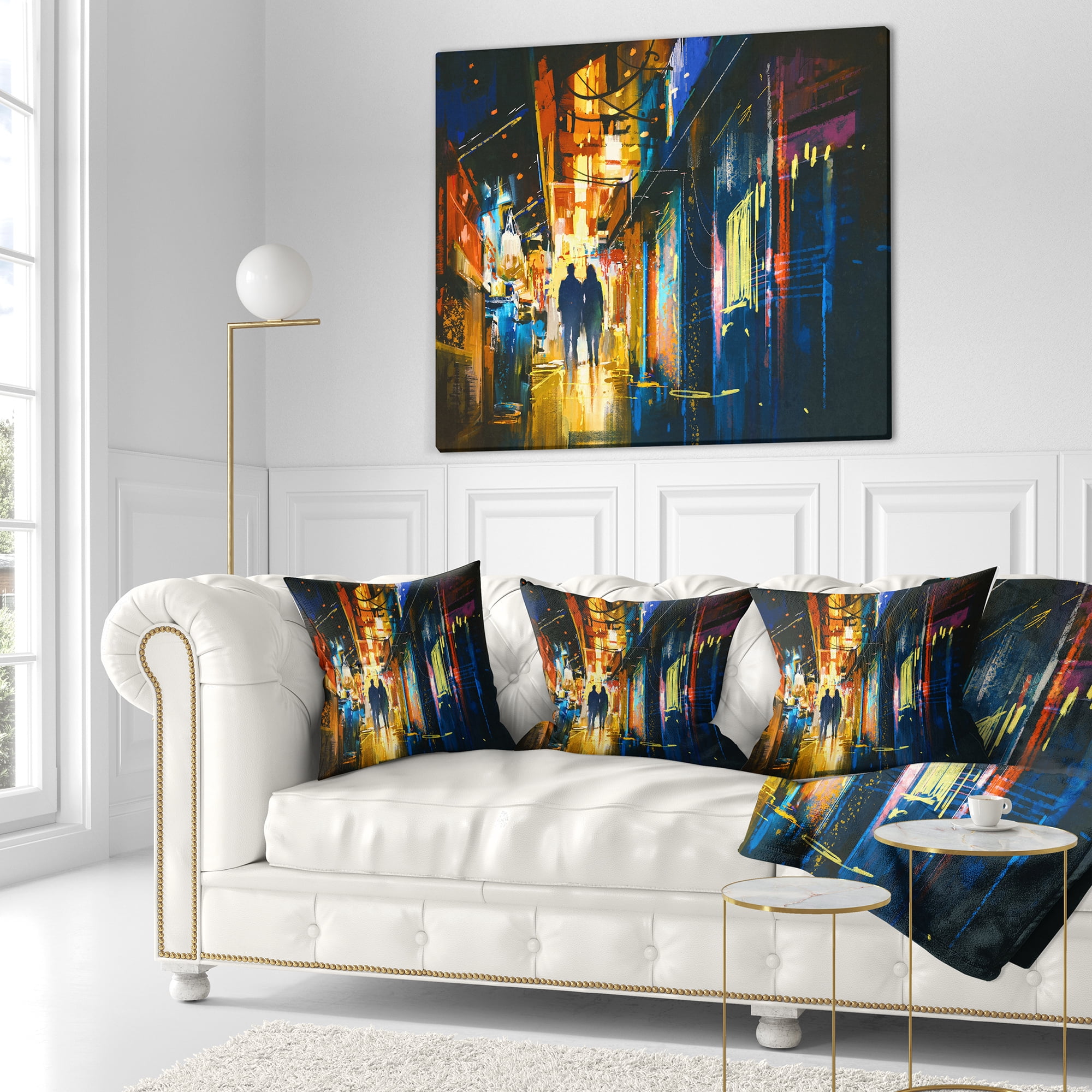 Designart Couple Walking in an Alley - Cityscape Throw Pillow - 16x16