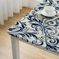 thumbnail image 5 of HAOXIT  Blue and White Square Tablecloth French Paisley Printing Square Table Cloth Elegance Blue Block Print Table Cover for Dining Circle Table Decor,Waterproof/Reusable 40*40, 5 of 8