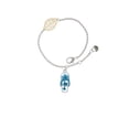 thumbnail image 2 of Delight Jewelry Silvertone Blue Open Plumeria Flower Flip Flop - Goldtone Leaf Delicate Bracelet, 6.25+1.75", 2 of 4