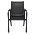 thumbnail image 3 of Luxury Commercial Living 35.5" Black Resin Solid Sling Outdoor Dining Arm Chair, 3 of 9