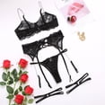 thumbnail image 3 of Gibobby Conjunto de lencería de encaje Conjuntos de Lencería Sexy para Mujer Brasier de Encaje Flores Sujetador Abierto Tanga G-String Thong Ropa Interior Pijama(Negro, CH), 3 of 5