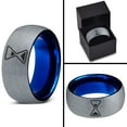 thumbnail image 4 of Tungsten Time Capsule Sand Hourglass Hour Glass Band Ring 8mm Men Women Comfort Fit Blue Dome Brushed Gray Polished, 4 of 4