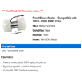 thumbnail image 2 of Front Blower Motor - Compatible with 2001 - 2005 BMW 325xi 2002 2003 2004, 2 of 2