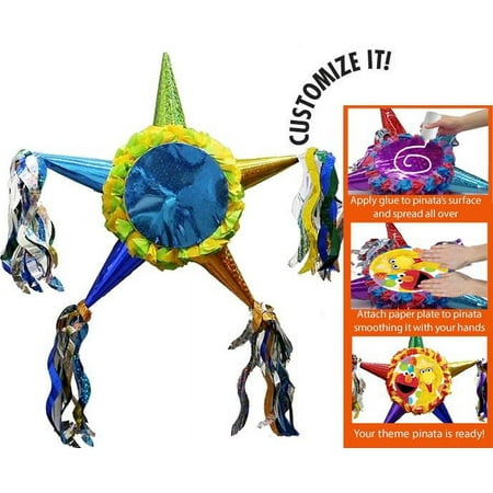 Customizable Fiesta Star Pinata - Boys Bright Colors 24"