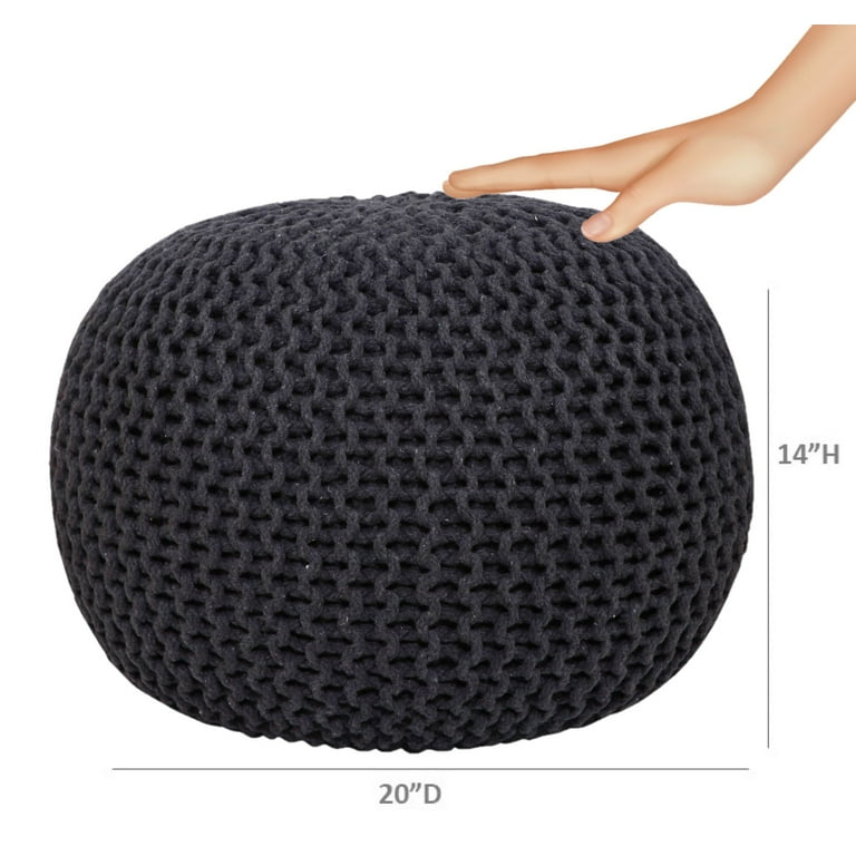 Lychee knitted sale cotton pouf ottoman