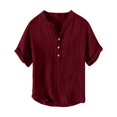 thumbnail image 3 of Migroa Men's Fashion Shirt Casual Beach T-Shirts Solid Tops Shirts for Men 3/4 Sleeve Regular-Fit Henley T-Shirt Summer Lightweight Beach Yoga Tops Wine 2XL, 3 of 5