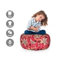 thumbnail image 2 of Floral Storage Toy Bag Chair, Cluttered Digitally Generated Blossoms Leopard Hibiscus Tropic Elements, Stuffed Animal Organizer Washable Bag, Small Size, Dark Pink Grey Yellow, by Ambesonne, 2 of 3