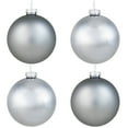 thumbnail image 2 of Northlight Shiny and Matte Christmas Glass Ball Ornaments - 4" (100mm) - Silver - 4ct, 2 of 9