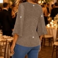 thumbnail image 7 of IUYRTFE Women's V-Neck Mesh Split Sleeve Top Glitter Party Blouse Loose Fit Evening Wear, 7 of 7