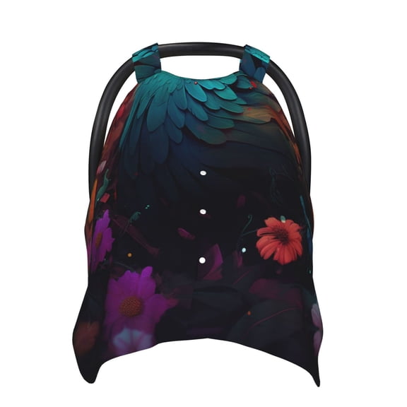 Naloa Colorful Flower Bird Baby Car Seat Cover, Breathable Baby Carrier Cover, Multiuse Baby Carrier Cover & Nursing Breastfeeding Cover