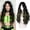 Black Mixed Green, variant on Haloo Pink Wigs with Curtain Bangs for Women - Long Wavy Middle Part Natural Looking Synthetic Hair Wig for Daily Party Cosplay Costume, 26 Inch