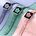 thumbnail image 4 of Correa de reloj Odbeai, bonita correa de silicona grabada con estampado floral, paquete de 6 unidades, para mujer, 4 of 8