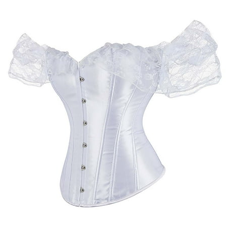 

Moxiu Clearance Womens Plus Size Corset Tops Sexy Lace Trim Irish Bustier Cosplay Sleeveless Goth Steampunk Corsets Boned Waist Training Underbust