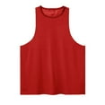 thumbnail image 4 of Sakmal Red Men Tank Tops Red Crew Neck Gym Solid Workout Camisole Tunic Tops, 4 of 4