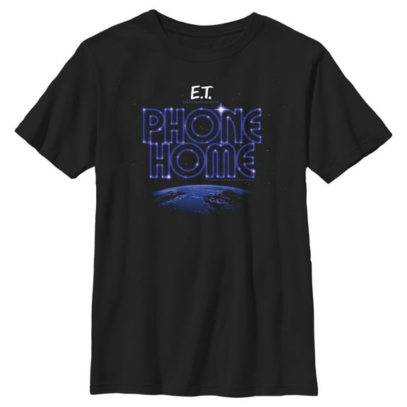 Boy's E.T. the Extra-Terrestrial Earth Phone Home  Graphic Tee Black X Large