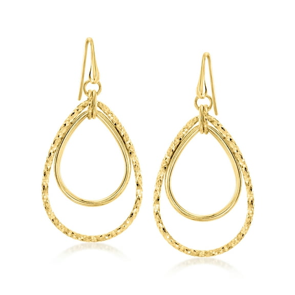 Ross-Simons Italian 18kt Gold Over Sterling Double-Oval Drop Earrings, Women's, Adult