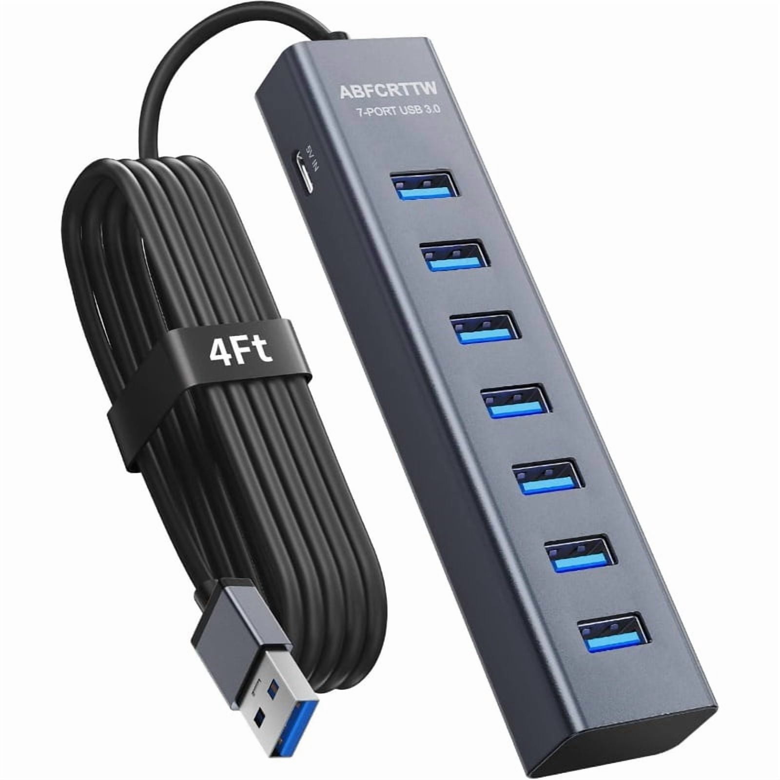 7-Port USB 3.0 Hub Compatible for USB- Devices - High-Speed 5Gbps USB Extender Hub with External Drives, Smartphones, Tablets - Plug-and-Play Desktop USB Splitter (No External Power Required)