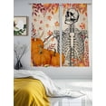 thumbnail image 3 of Sheer Curtains 72 Inches Long 2 Panels, Vintage Skull Autumn Pumpkins Rod Pocket Curtain Voile Draperies, Maple Leaf on Linen Light Filtering Window Treatment for Living Room Kitchen Bedroom, 3 of 8