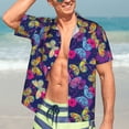thumbnail image 7 of Pofeuu Paint Butterflies Print Hawaiian Shirt for Men Sleeves Casual Button Down Summer Beach Dress Shirts T-Shirts,X-Large, 7 of 7