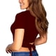 thumbnail image 4 of Camisetas de manga corta con cuello redondo para mujer, camisetas informales de moda de Color puro con lazo en la espalda, camisetas de verano para mujer, 4 of 6