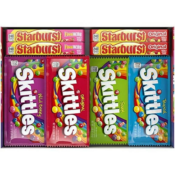 SKITTLES & STARBURST Variety Pack Full Size Chewy Candy Assortment, 62.79 oz, 30 Count