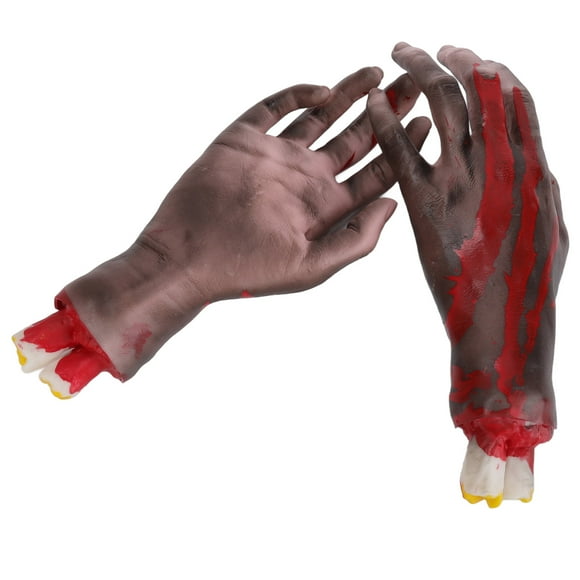 Halloween Props Hand, 2pcs Material Resistente Elástica Suave de las Manos Cortadas Falsas de la Mano de Obra Exquisita para la Fiesta de Halloween