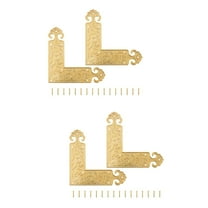 unbranded 4 Pcs Corner Brass Bracket Corner Metal Joint Right Angle Brackets Fastener with Screws for Furniture Wood Cabinets Shelves