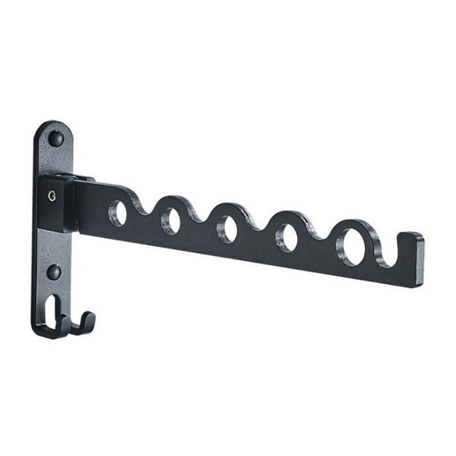 Perchero de pared, perchero plegable con gancho para balcón, baño, dormitorio, lavadero (negro, 1)