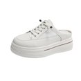 thumbnail image 2 of Willtoo Women's Mesh Platform Slip-On Mules, Thick Sole Height Increasing Lace-Up Backless Sneakers, Lightweight Breathable Casual Wedge Shoes, 2 of 6