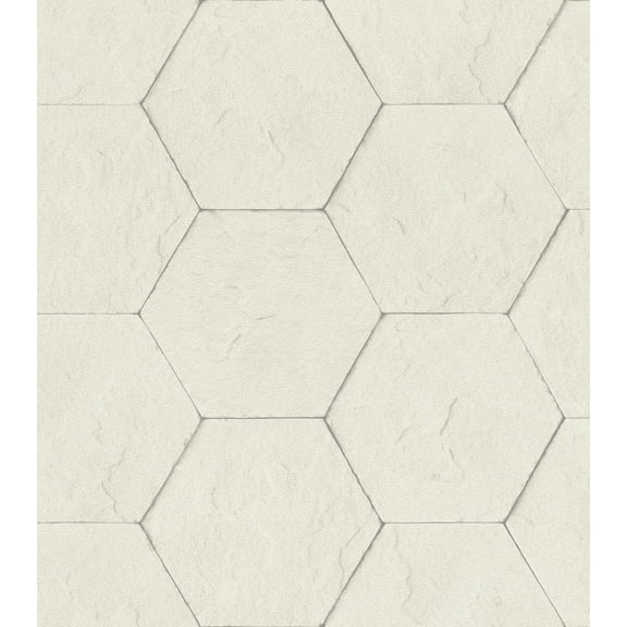 Advantage Bascom Dove Stone Hexagon Wallpaper