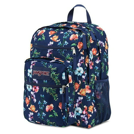 JanSport - Jansport Big Student Navy Floral Backpack Bag School Book Storage Authentic - 0