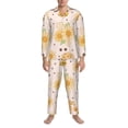 thumbnail image 3 of Picia Cute Bee Gnome Pattern Men’s Long-Sleeve Sleepwear Set - Soft 2-Piece Loungewear with Pockets, Comfy PJs for Relaxing Nights-Small, 3 of 7