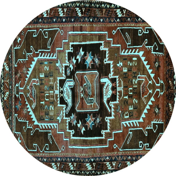 Ahgly Company Indoor Round Persian Light Blue Traditional Area Rugs, 8' Round