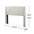 thumbnail image 5 of Bordeaux Contemporary Queen Tufted Wingback Fabric Headboard, Beige and Black, 5 of 8