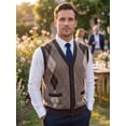 thumbnail image 4 of INSPIRE CHIC Men's Classic Sleeveless V-Neck Button Argyle Knitwear Sweater Cardigan Vest S Light Brown, 4 of 6