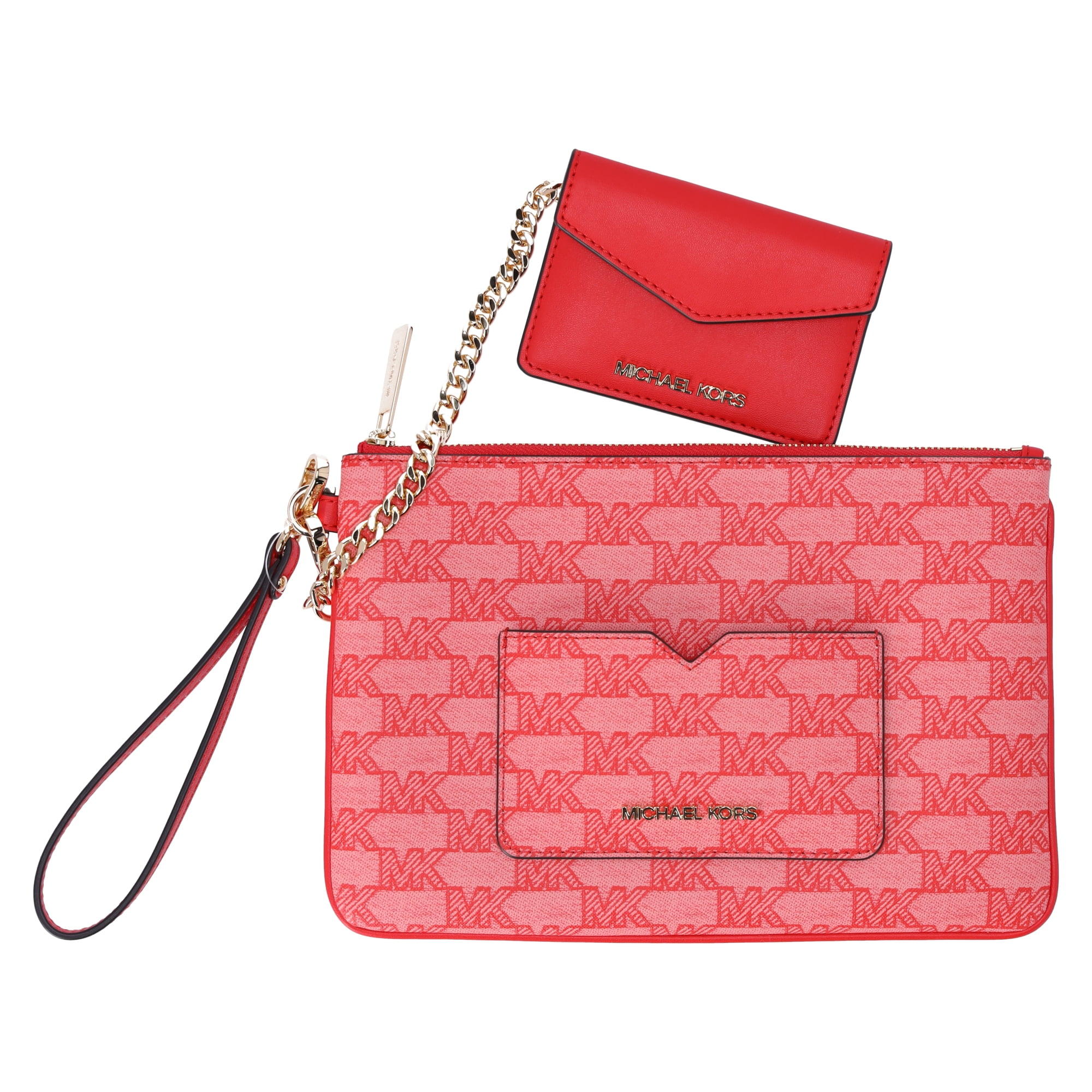 Michael Kors Jet Set Item Large 2 In 1 Card Case Wristlet Clutch Dark Sangria MK Walmart
