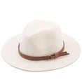 thumbnail image 4 of Sombrero de paja para mujer, para exteriores, playa, protección solar, sombrero de jazz, sombreros de paja para el sol para mujeres, hombres, sombrero de verano con cinturón de cuero, ala, 4 of 5