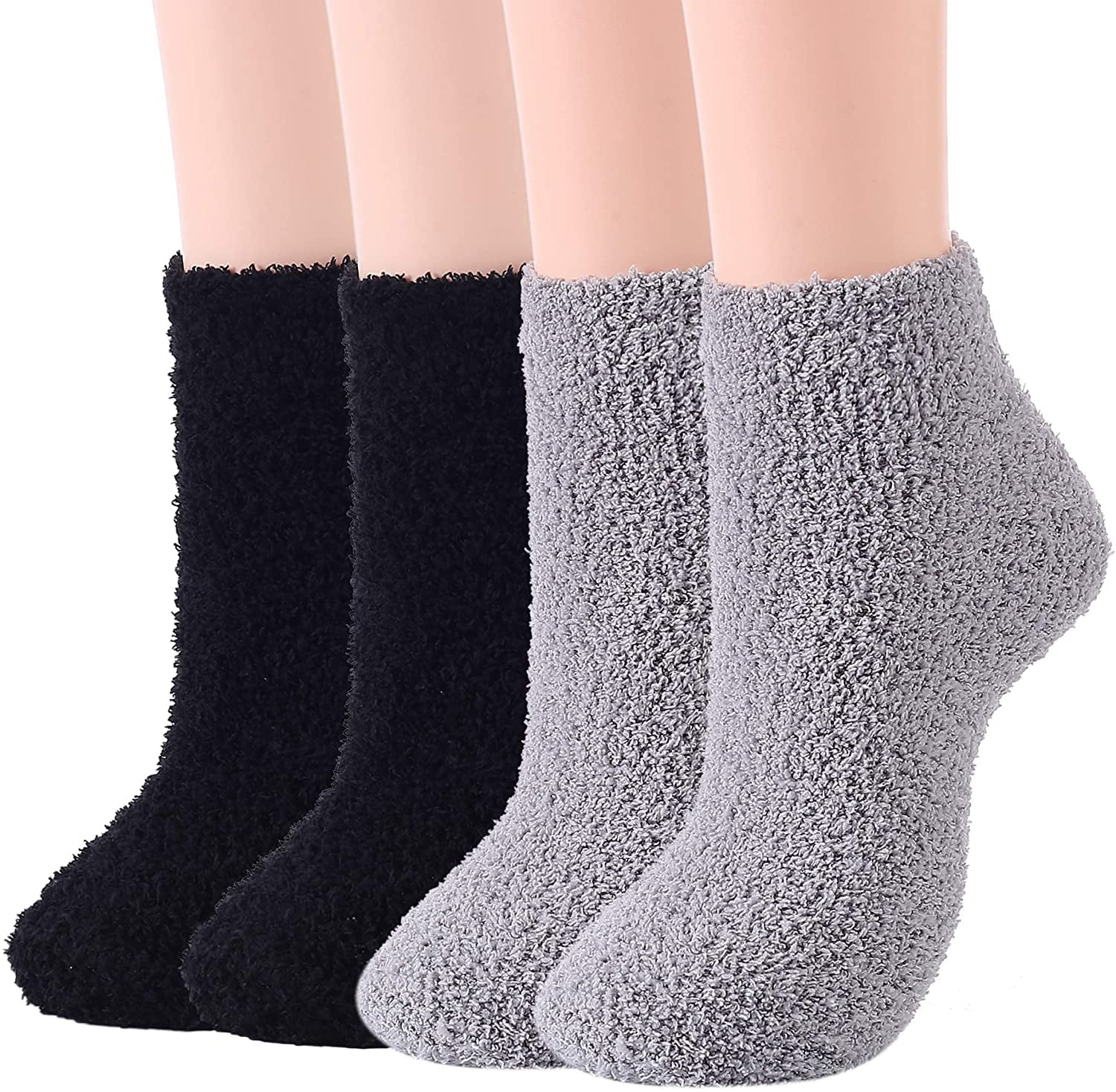 3 Pair Women Plush Girl Winter Socks Long Knee High Cozy Fuzzy 9-11 Slipper Warm