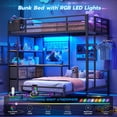 thumbnail image 4 of Mabor Metal Bunk Bed with Desk Twin XL Over Twin Size Bunk Bed with Charging Station and LED Lights, Twin Size Loft Bed Frame with Storage Drawers&Shelves for Bedroom, Black, 4 of 10