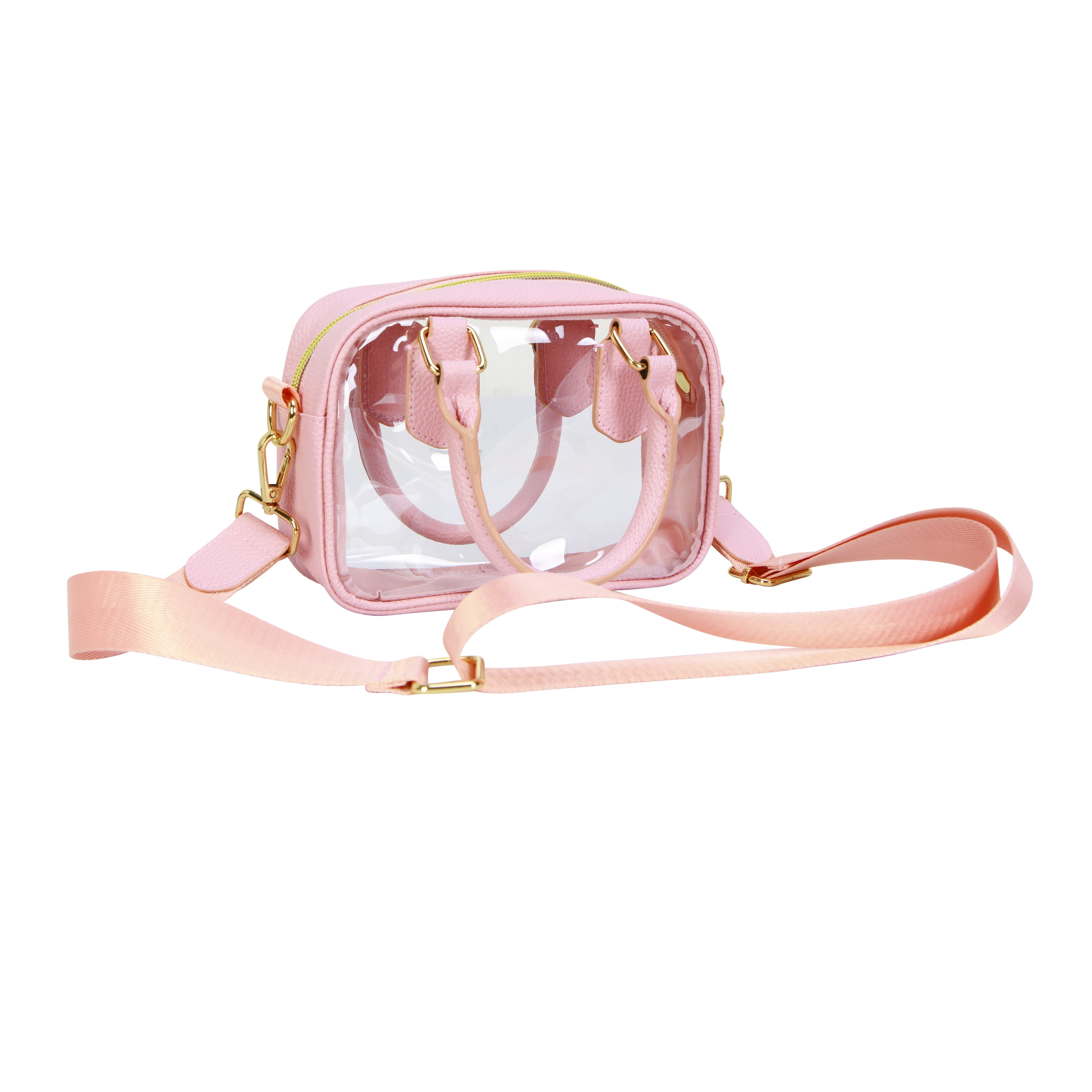 Hello Hobby Clear Handbag, Customizable Transparent Purse for Stadiums, Concerts, and Everyday Use, Pink Accents