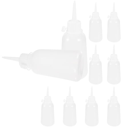 10 Pcs Small Tip Bottle Plastic Bottles with Caps Clear Condiment White