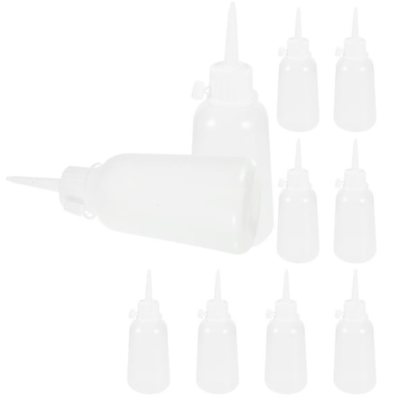 10 Pcs Small Tip Bottle Plastic Bottles with Caps Clear Condiment White