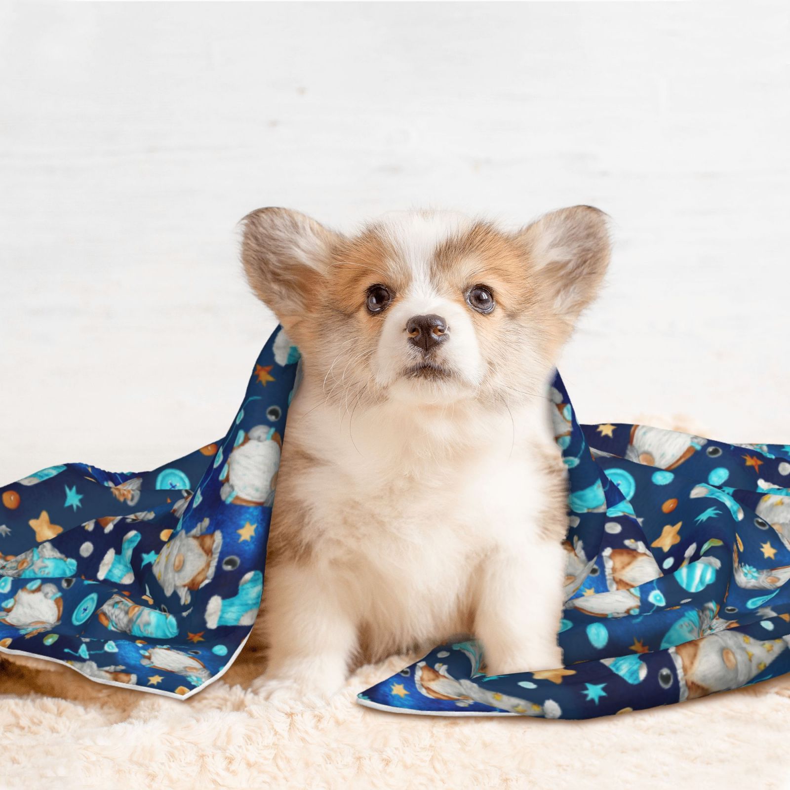 Naloa Ice blue old man cute winter Dog Blanket, 3 Sizes Cat Blanket for Indoor Cats Large Medium Small Dog Gifts-Small