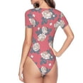 thumbnail image 4 of Balery Rose Flowers Women's Short Sleevee Crew Neck Bodysuit Tops Short Sleeve Tops Basic-Small, 4 of 9