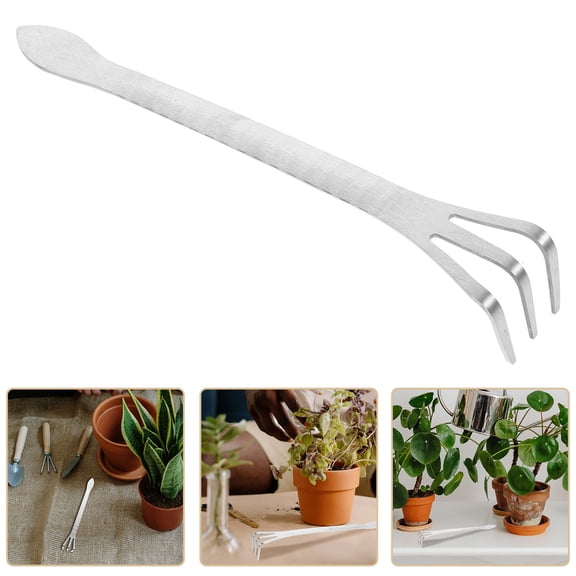 BESTOYARD Ergonomic Silver Garden Rake, Heavy Duty Stainless Steel for Soil Aeration and Weeding