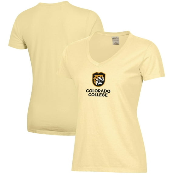 Women's  Gold Colorado College Tigers Logo Comfort Wash V-Neck T-Shirt
